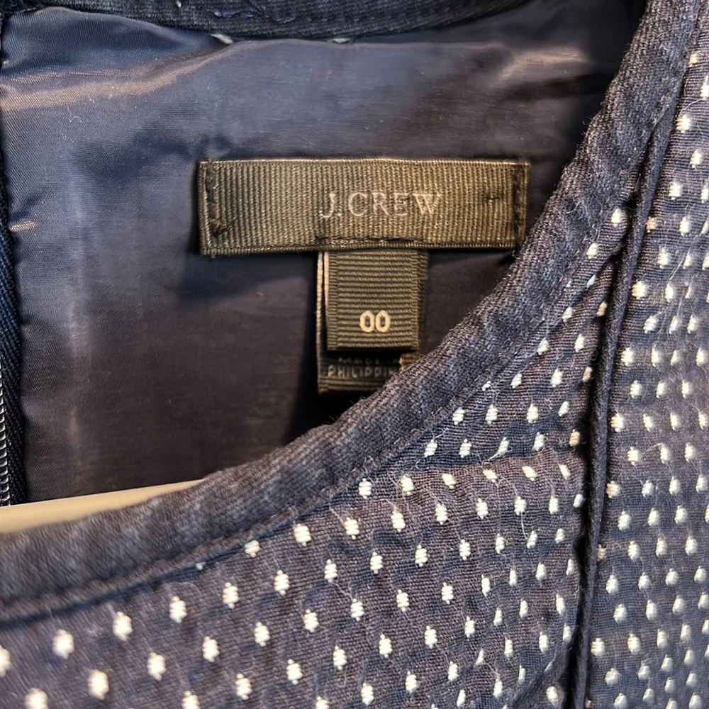 J. Crew Navy Mini Sheath Dress with White Microdots